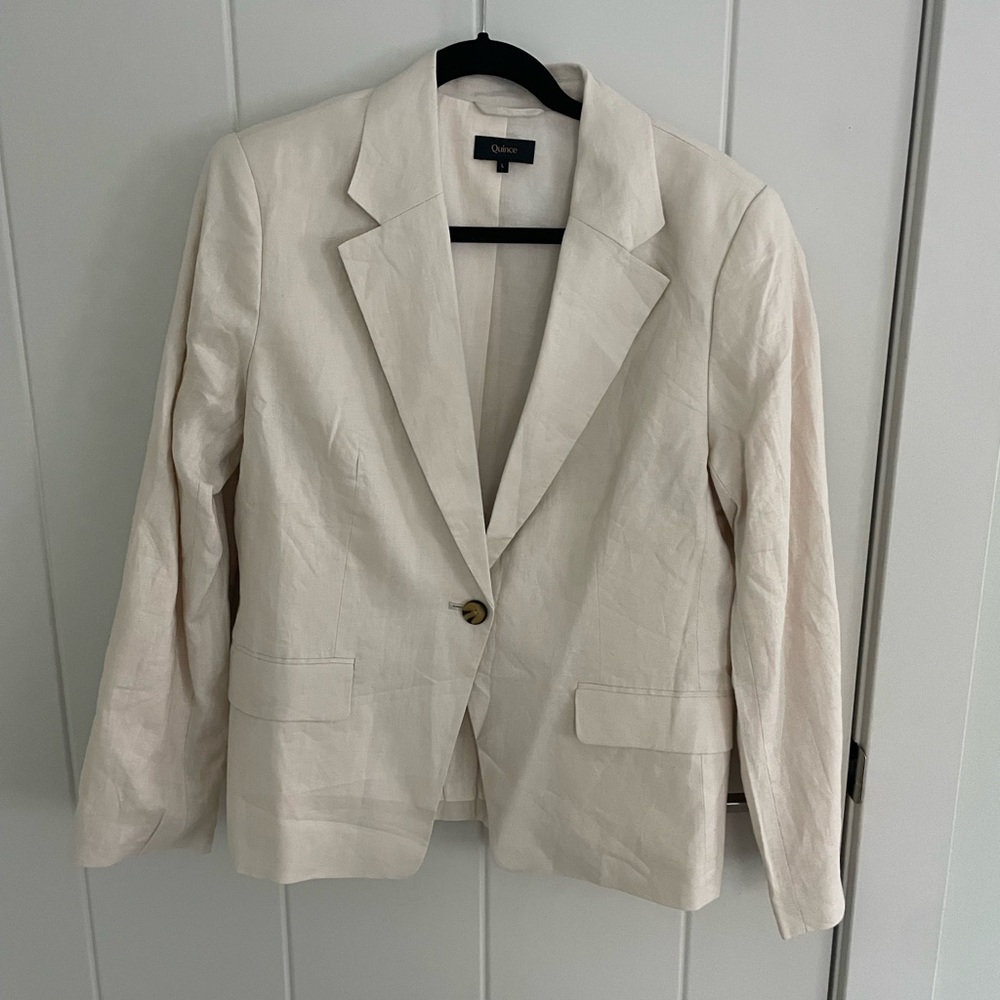 Quince Off-White 100% Linen Blazer